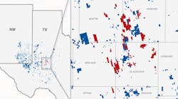 CrownRock's operations in the Permian basin (in red) alongside those of Occidental.